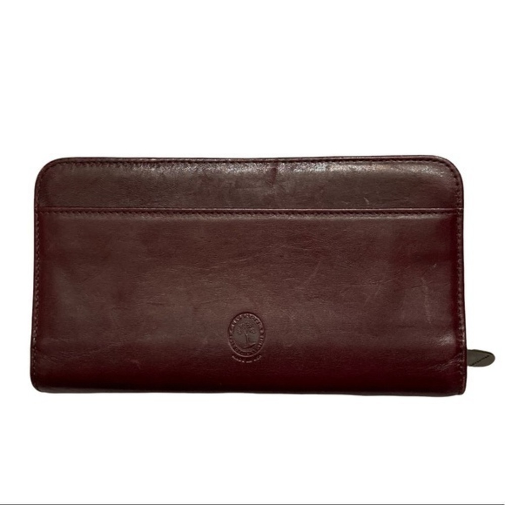 Levenger burgandy red zipper clutch wallet